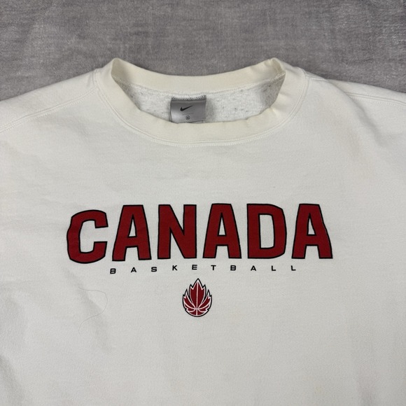 Canada Basketball Sweatshirt Mens 2XL White Vtg Y2K Nike Spell Out Crewneck Gym - Picture 2 of 9